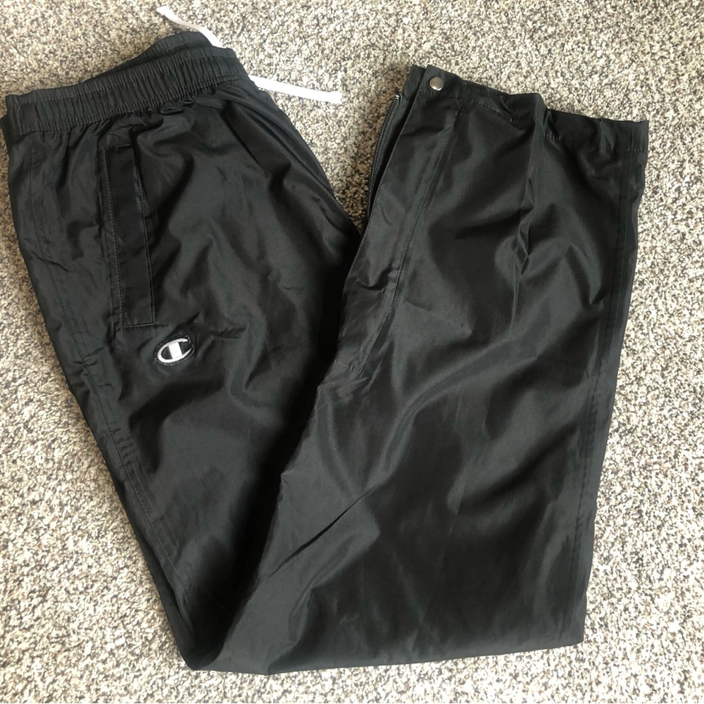 Champion Black Windbreaker Track Pants with Logo - Ladies